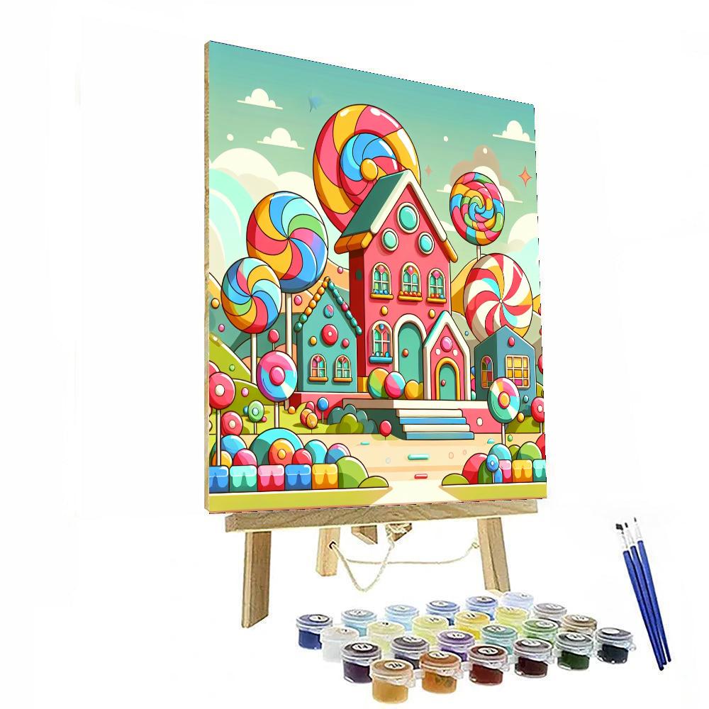 Charming Candy Village Paint By Numbers Art