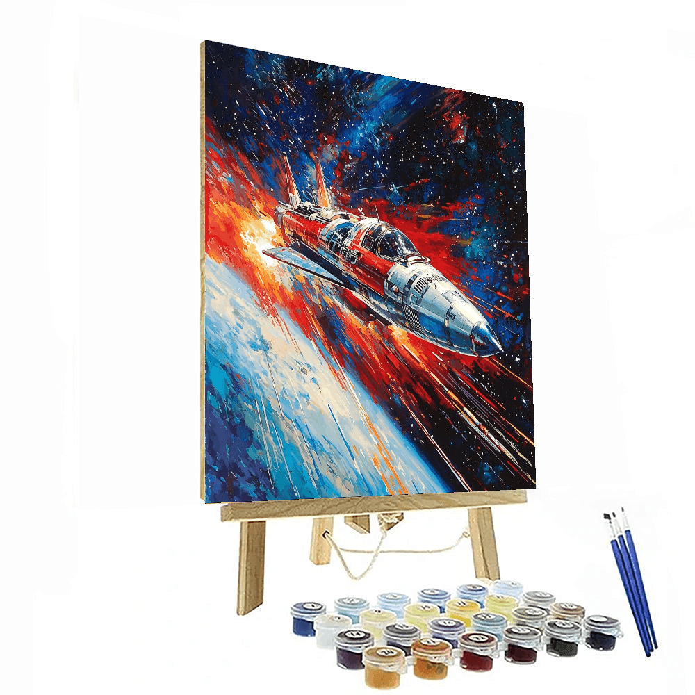 Robert McCall Inspired Retro Galactic Journey  Paint By Color