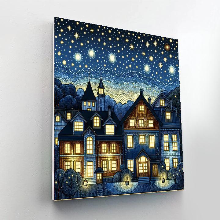 Starry Night Village Paint By Number