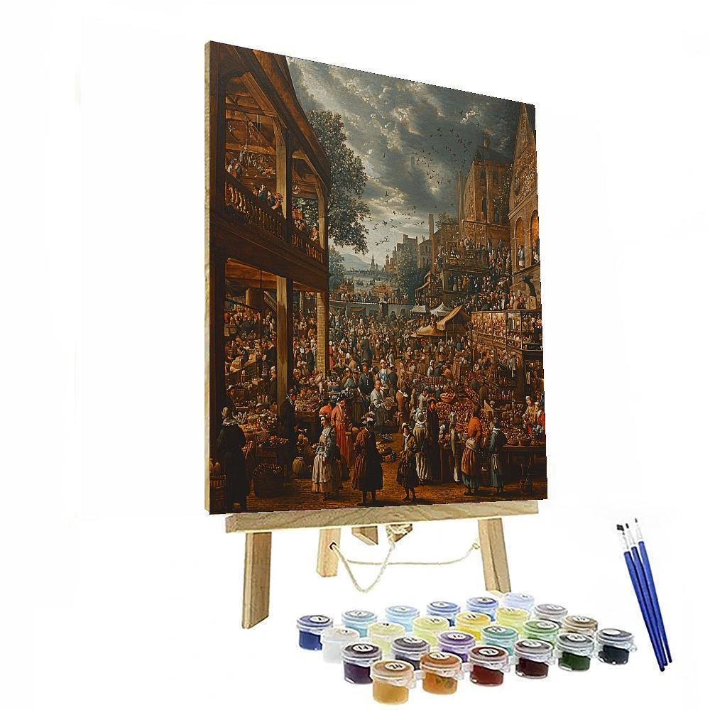 Hogarth Inspired Hogarth's Bustling Market  Number Painting