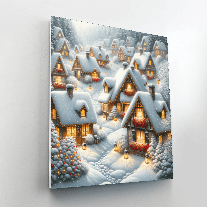 Snowy Village Paint By Number