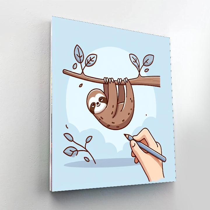 Sunny Sloth Solace Number Painting