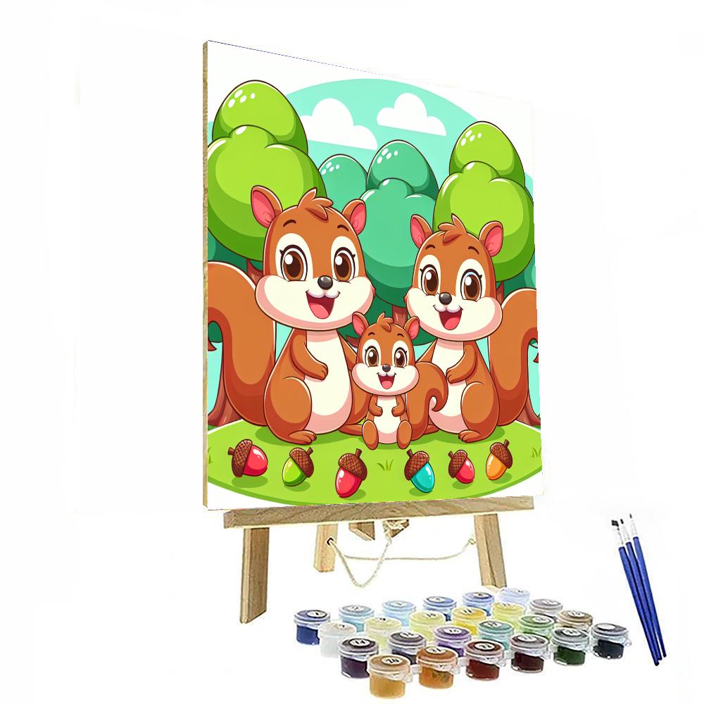 Cheerful Squirrel Family Paint By Numbers Kits