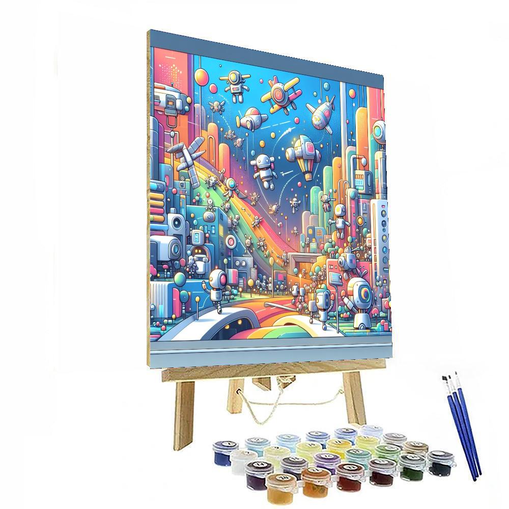 Adventure With Colorful Robots Number Painting