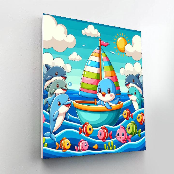 Sailing With Sea Creatures Paint By Numbers Art