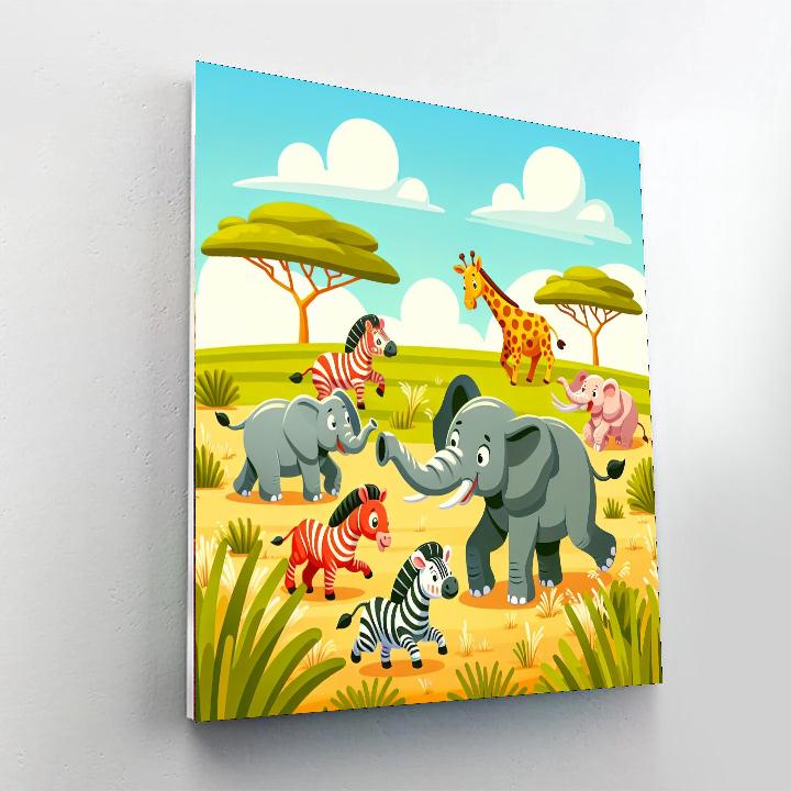 Energetic Safari Scene Paint By Numbers Kits