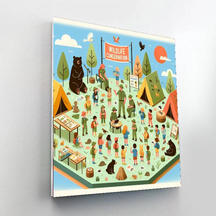 Wildlife Conservation Camp Number Painting