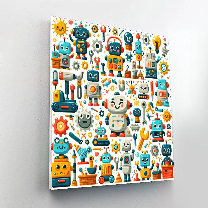 Adventure At The Robot Factory Paint By Numbers