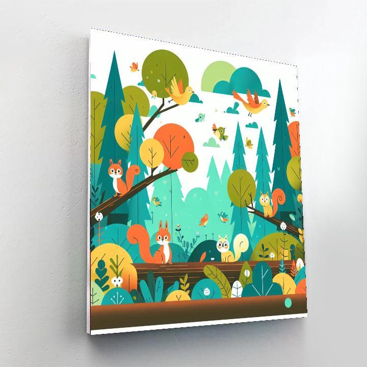 Forest Wonderland With Animal Friends Painting By Numbers Kit