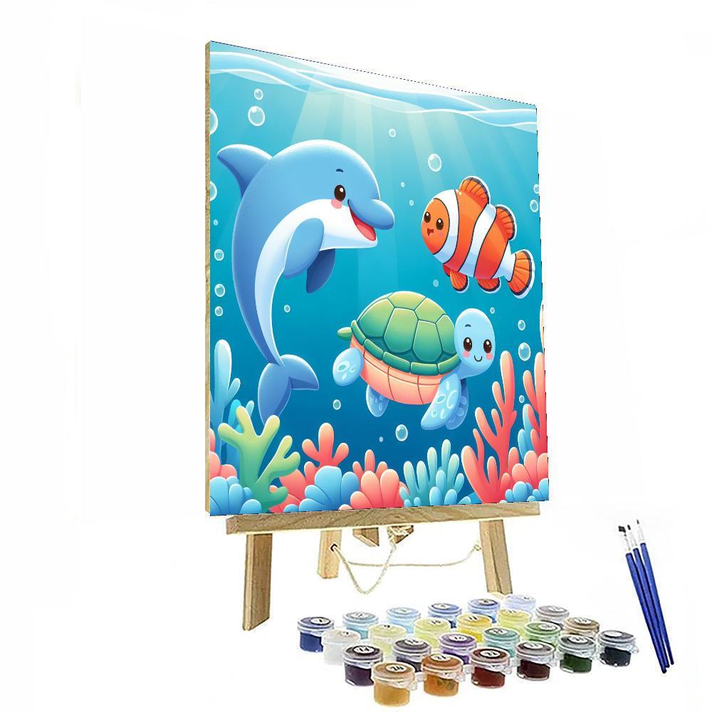 Cute Ocean Creatures DIY Paint By Numbers