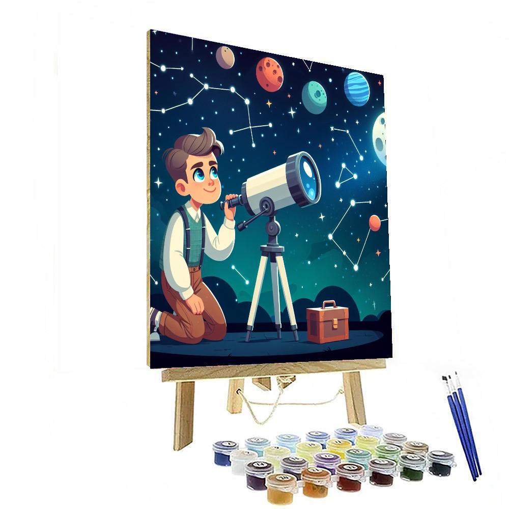 Astronomer's Stargazing Night Painting Number Kit