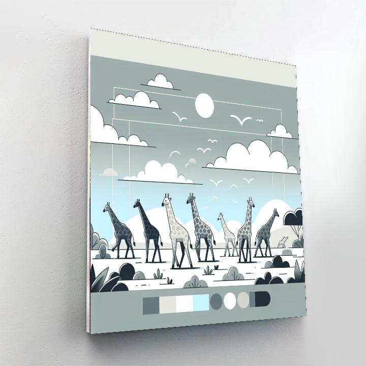 Gentle Giraffe Stroll Paint By Numbers Art