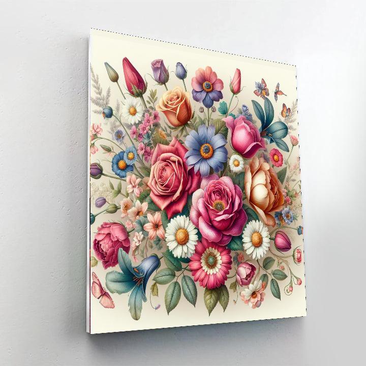 Vibrant Floral Burst Number Painting