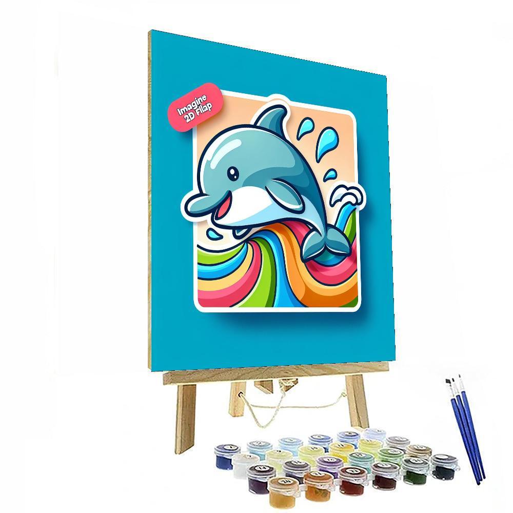 Rainbow Dolphin Waves Number Painting