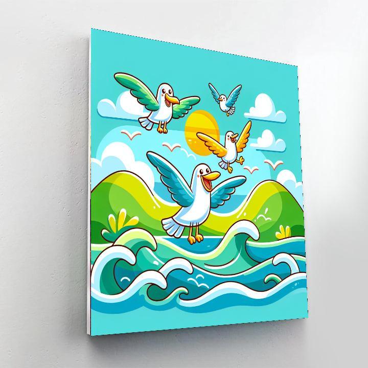 Seaside Seagull Soar Painting By Numbers Kit