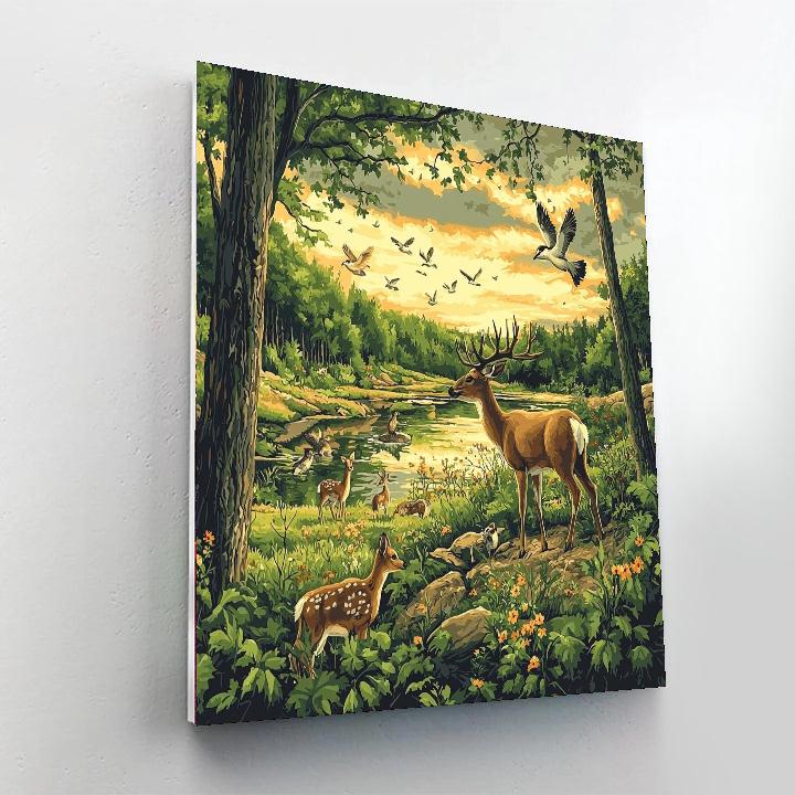 Audubon Inspired Serene Animal Kingdom  Paint By Number