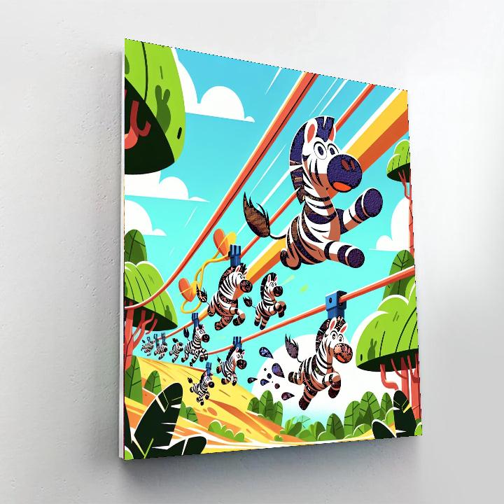 Zesty Zebra Zipline Painting Number Kit