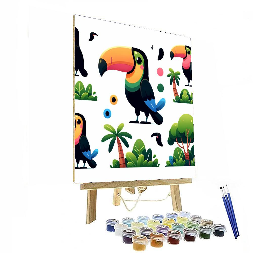Tropical Toucans' Treetop Party Painting Number Kit