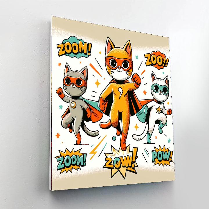 Superhero Cats Number Painting