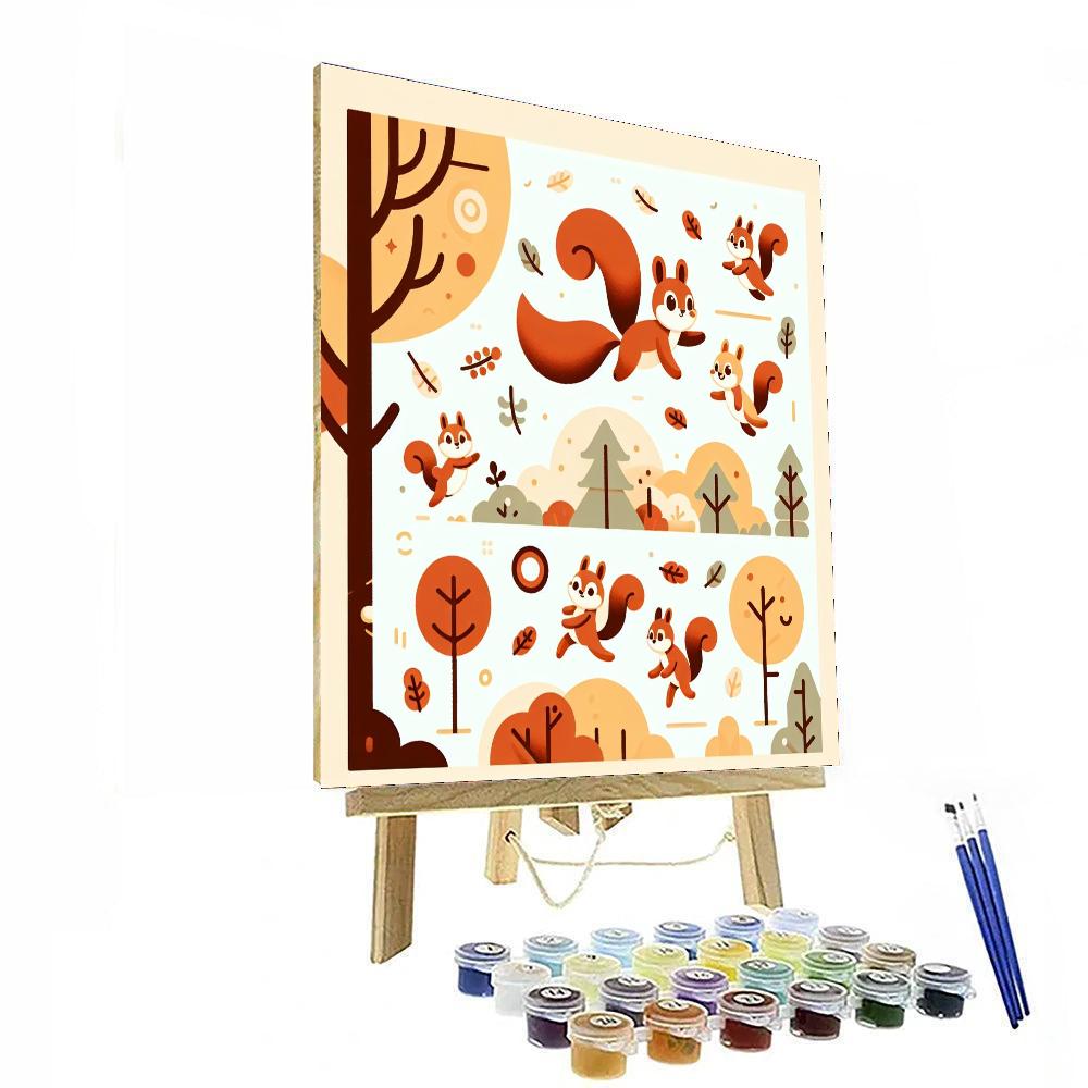 Sprightly Squirrel Shenanigans Number Painting