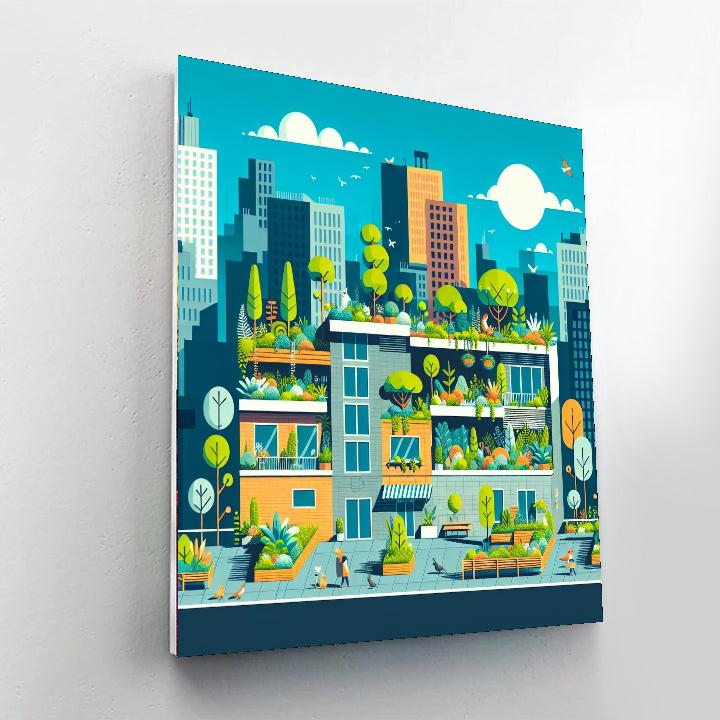 Cityscape Rooftop Garden Paint By Number