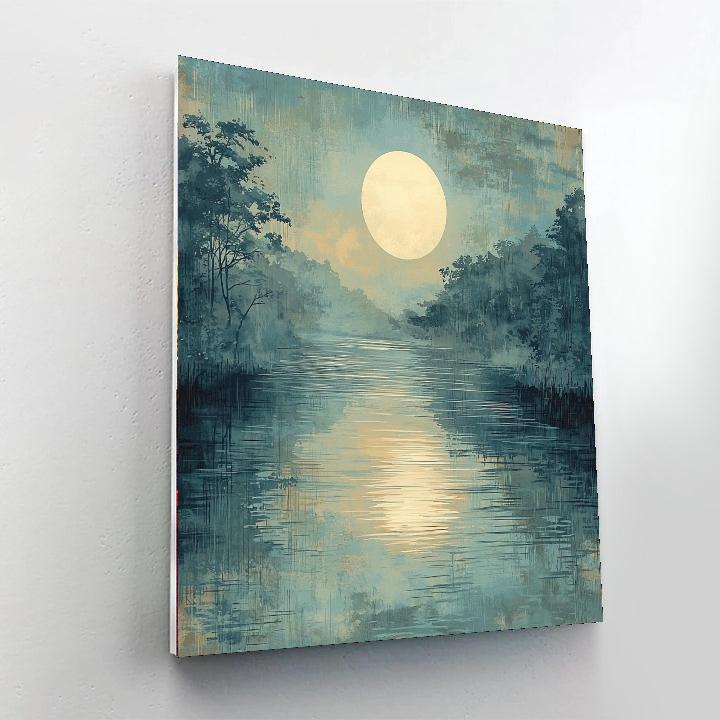 Hiroshige Inspired Serene Moonlit Reflections  Painting By Numbers Kit