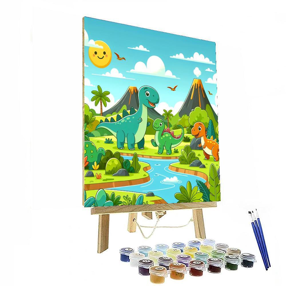 Dinosaurs Roam The Land Painting By Numbers Kit