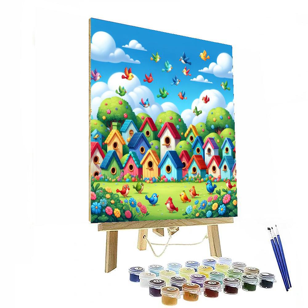 Brilliant Birdhouse Village Paint By Numbers Art