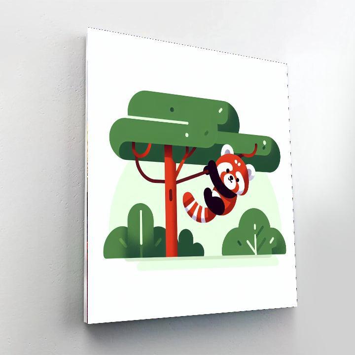 Radiant Red Panda Romp Number Painting