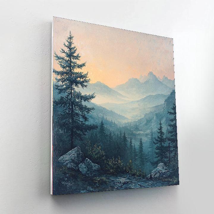 Caspar David Friedrich Inspired Dreamscape Mountain View  Number Painting