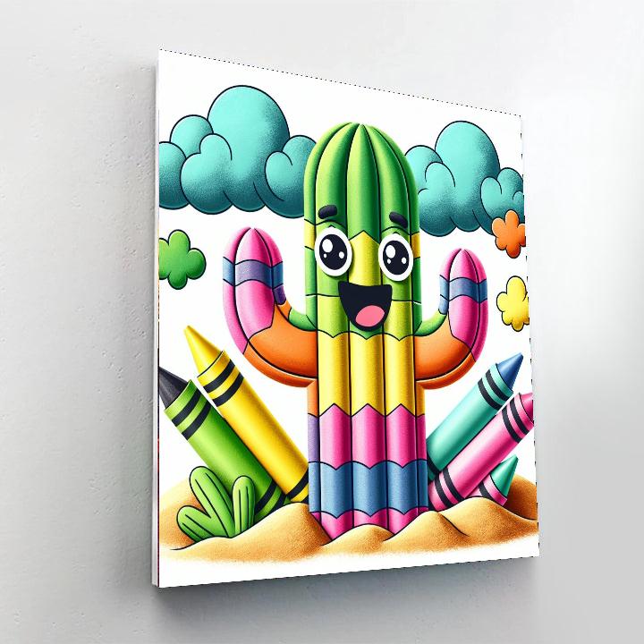 Creative Crayon Cactus Paint By Numbers Art