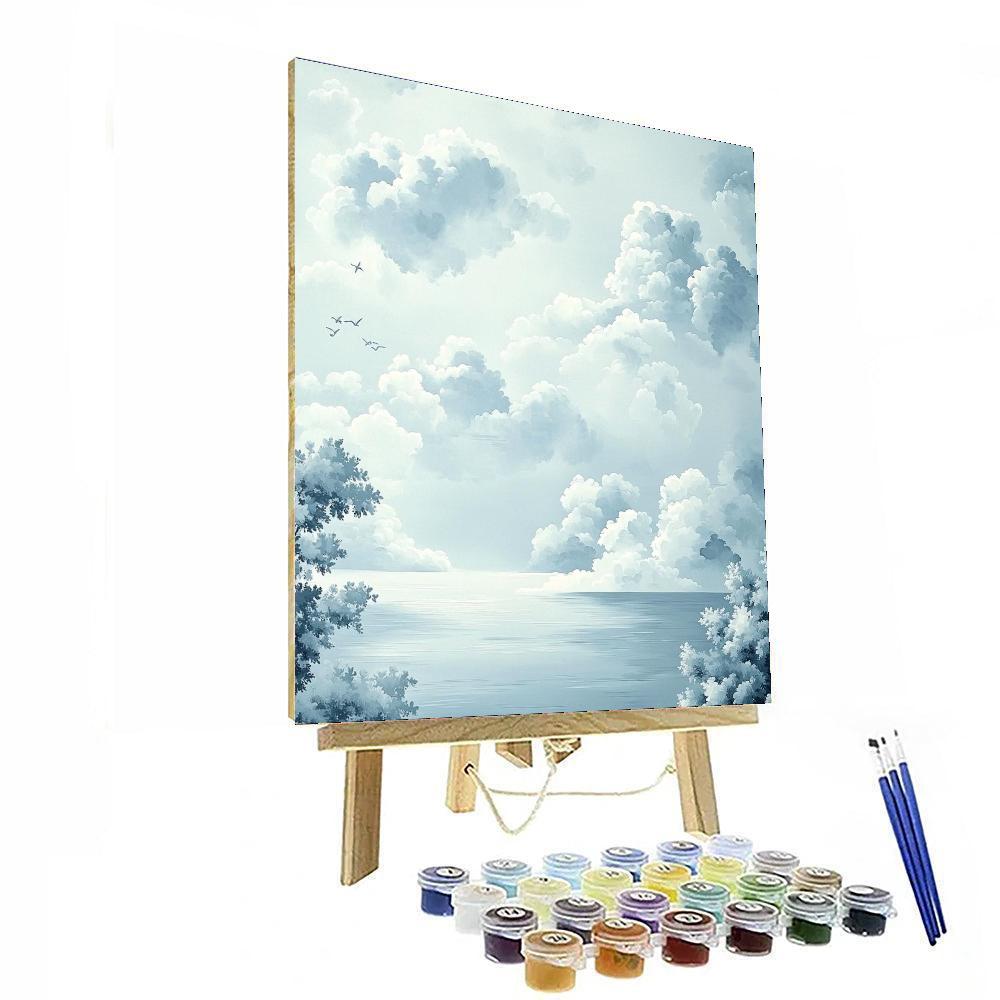 Zhao Mengfu Inspired Floating Clouds And Still Waters  Paint By Color