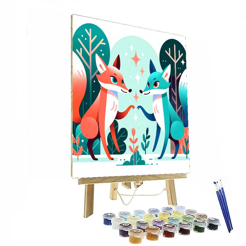 Mystical Forest Foxes Painting Number Kit