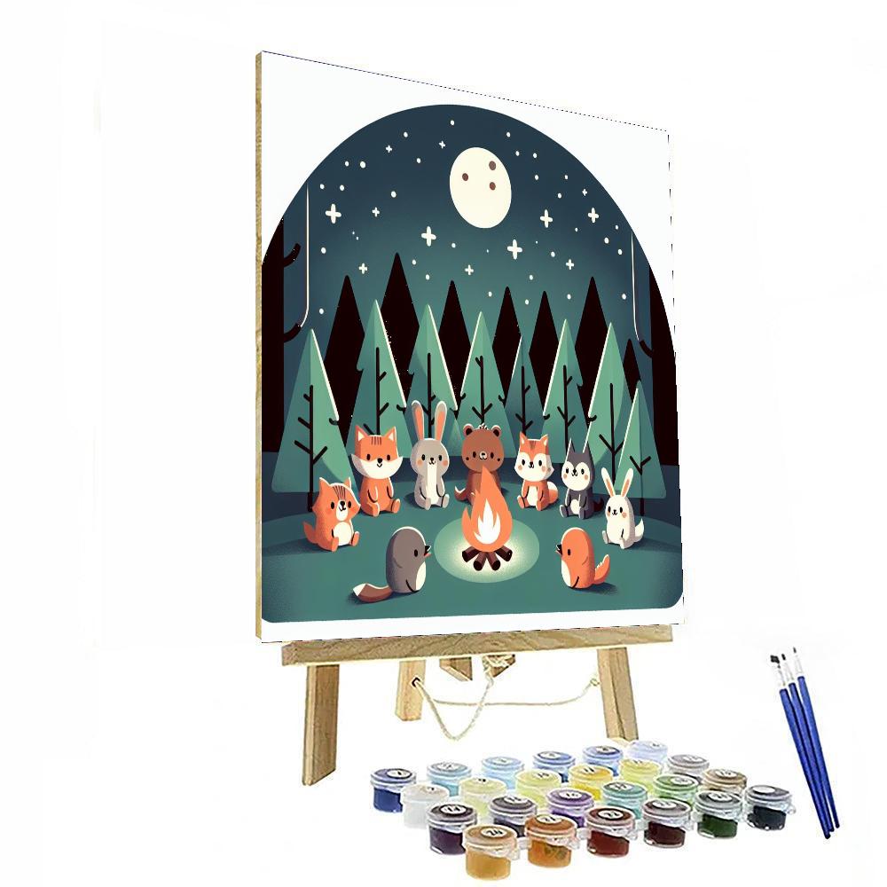 Woodland Critter's Campfire Numbered Painting Kits
