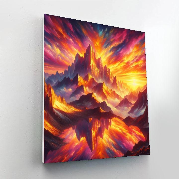 Sunset Over Mountain Peaks Paint By Numbers Art