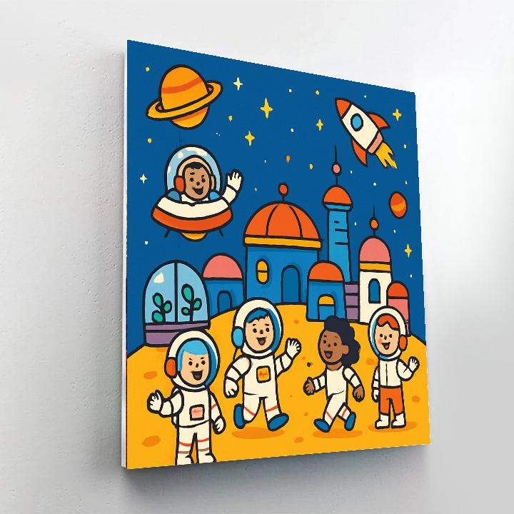 Playful Space Colony Numbered Painting Kits