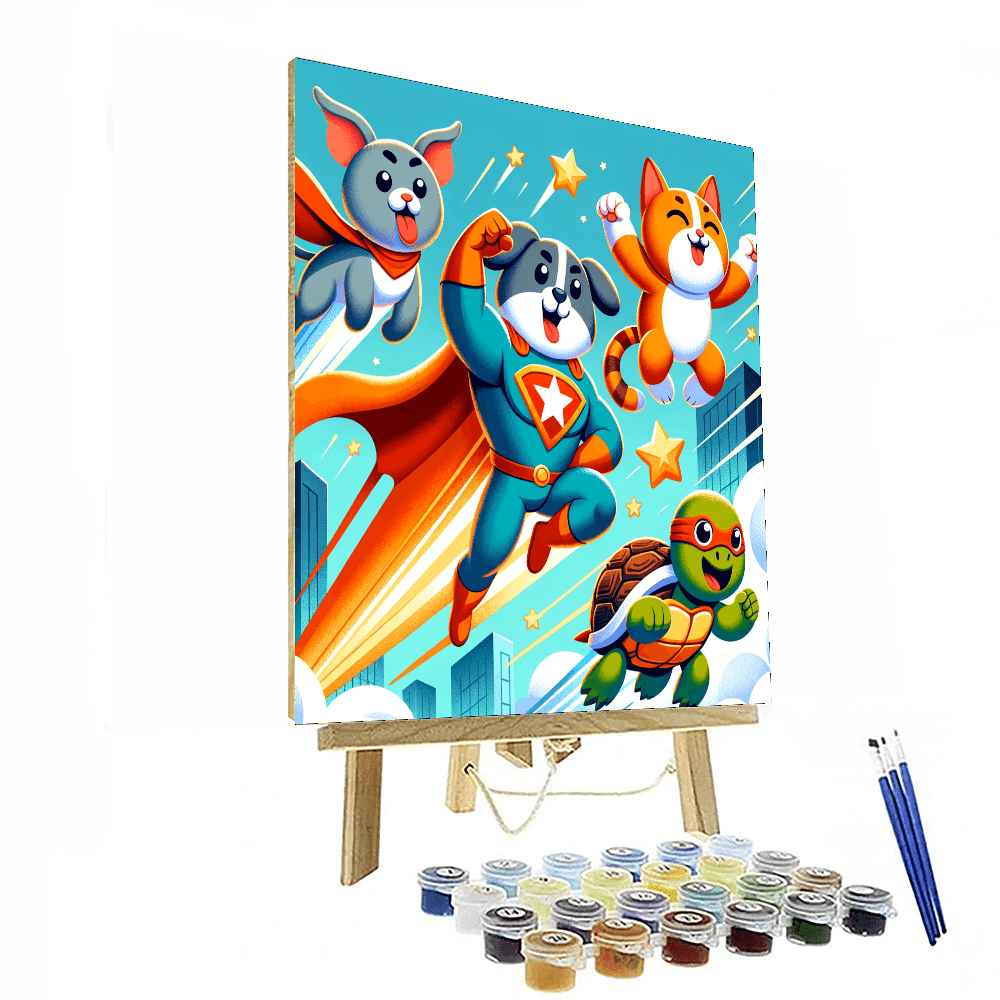 Dynamic Superhero Animals DIY Paint By Numbers