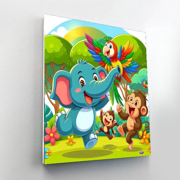 Friendly Jungle Party Paint By Numbers Art