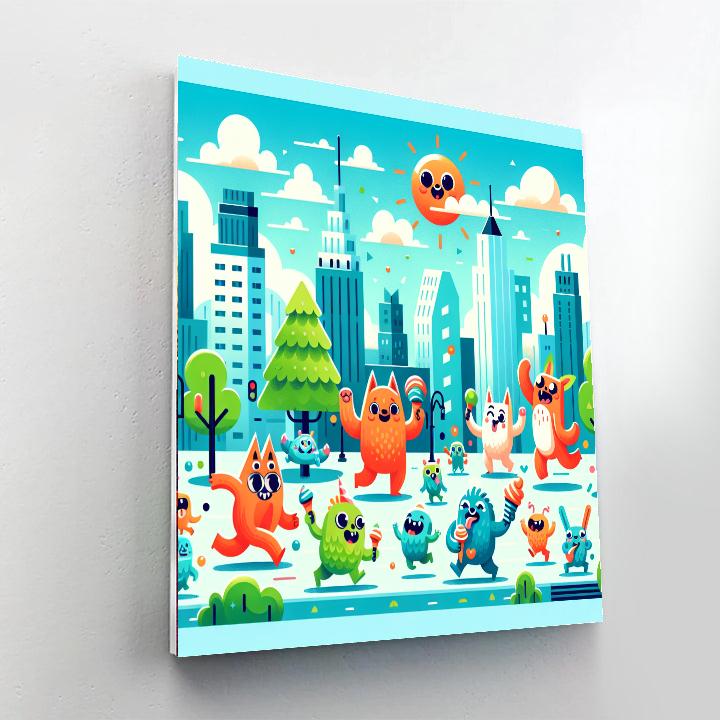 Friendly Monsters In The City Paint By Numbers Kits