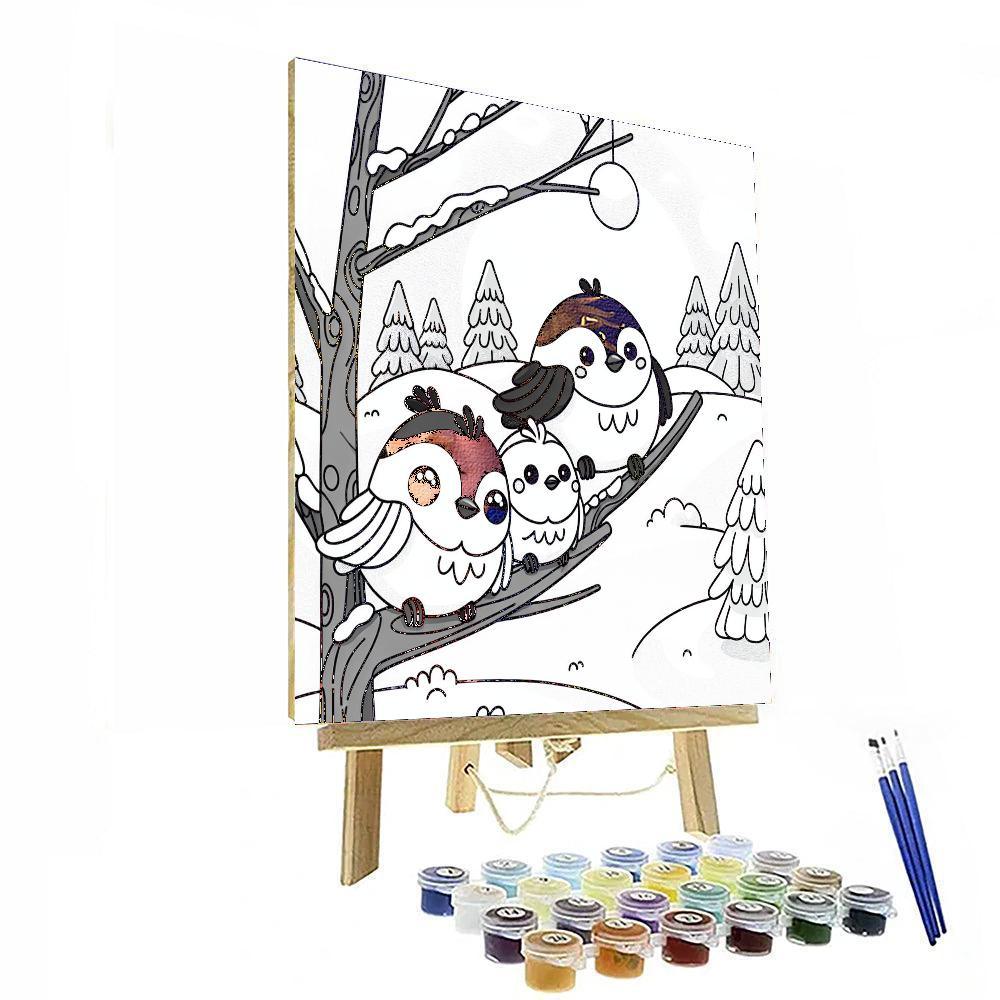 Cheerful Chickadees Paint By Numbers Art