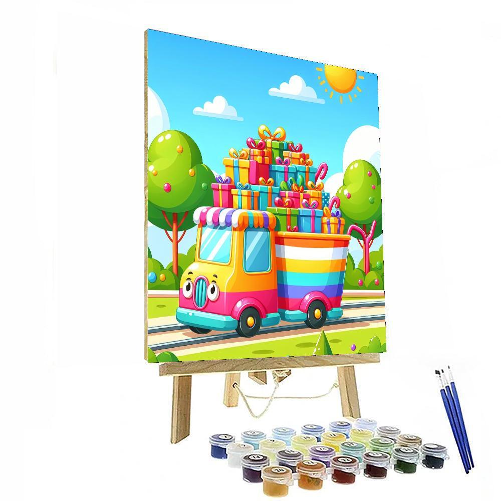 Colorful Trolley Paint By Numbers Art