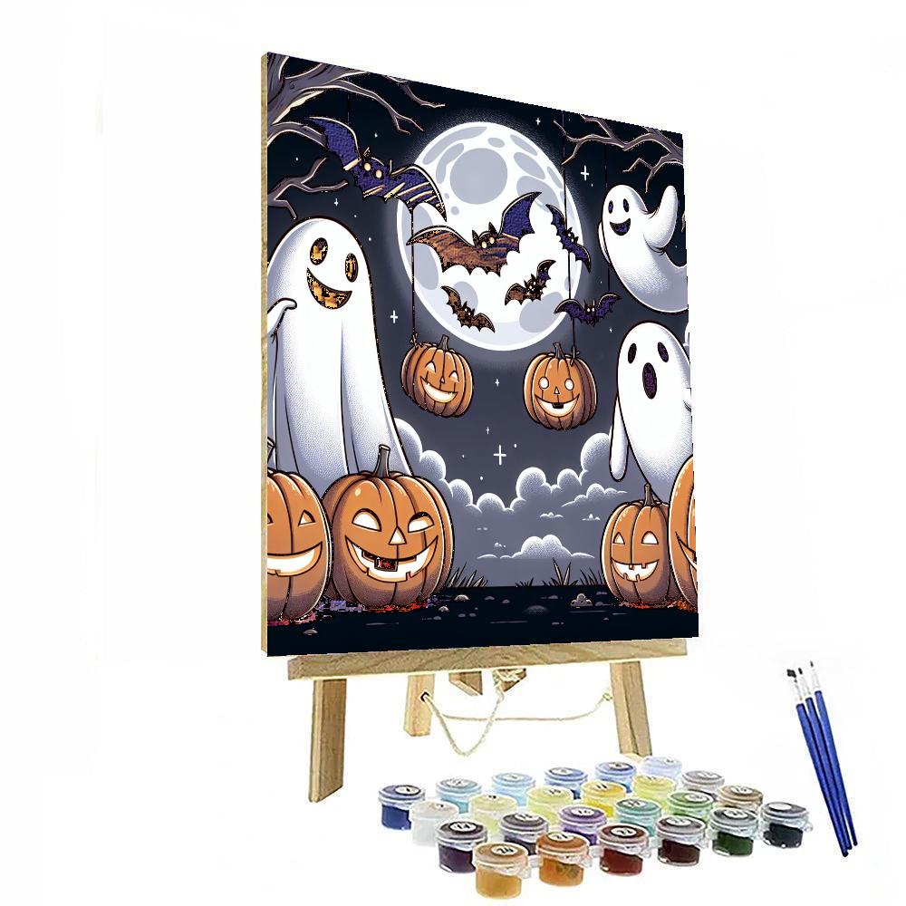 Giggling Ghosts At Halloween Paint By Numbers Art