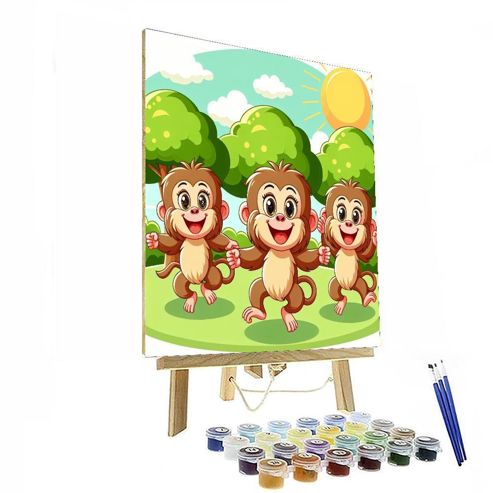 Bouncing Baboon Family Paint By Number