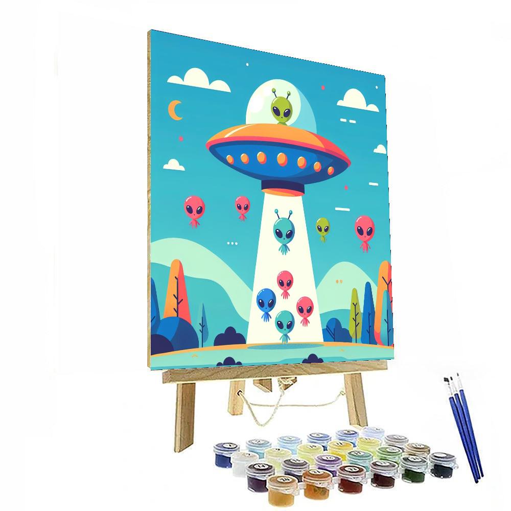 Flying Saucer Aliens Painting Number Kit