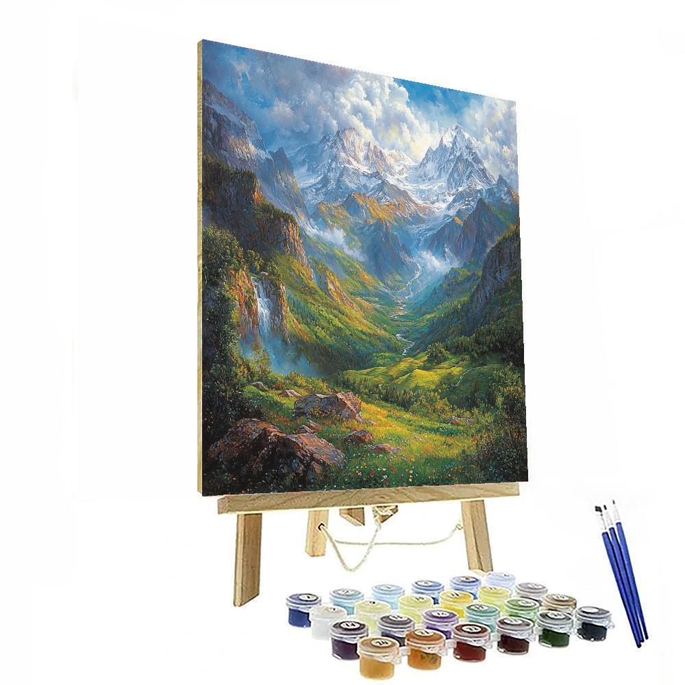 Albert Bierstadt Inspired Grand Mountain Range  Paint By Numbers