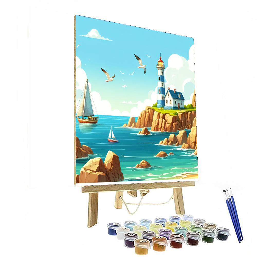Seaside Lighthouse Escape Painting Number Kit