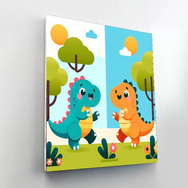 Happy Dino Friends Paint By Numbers Art