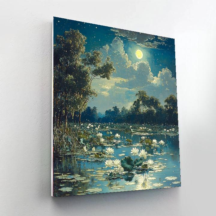 Nandalal Bose Inspired Moonlit Melody Of The Lotus  Painting Number Kit