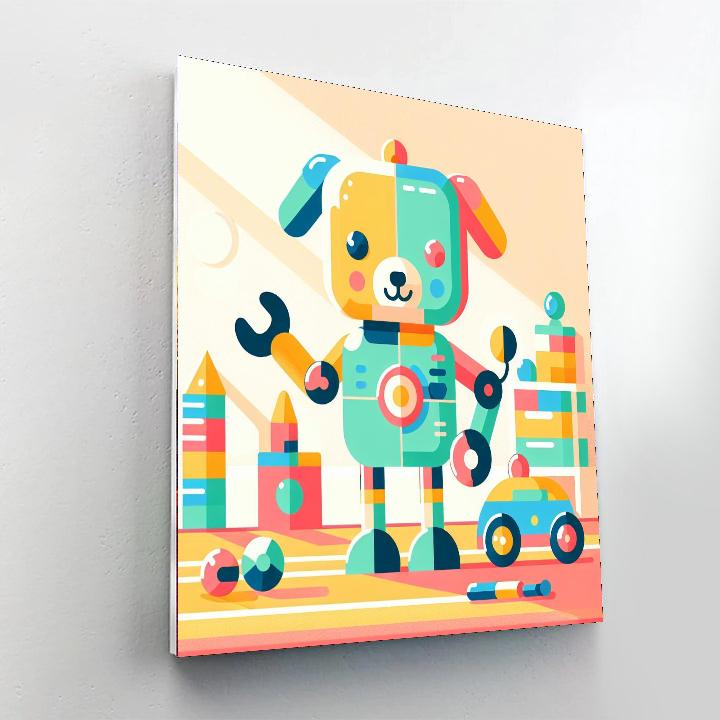 Funny Robot Dog Paint By Numbers Art