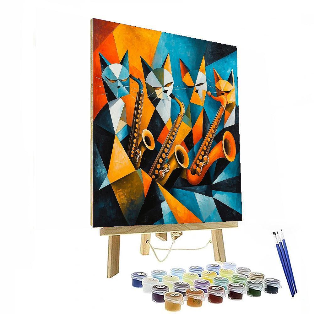 Pablo Picasso Inspired Cubist Jazz Cats  DIY Paint By Numbers